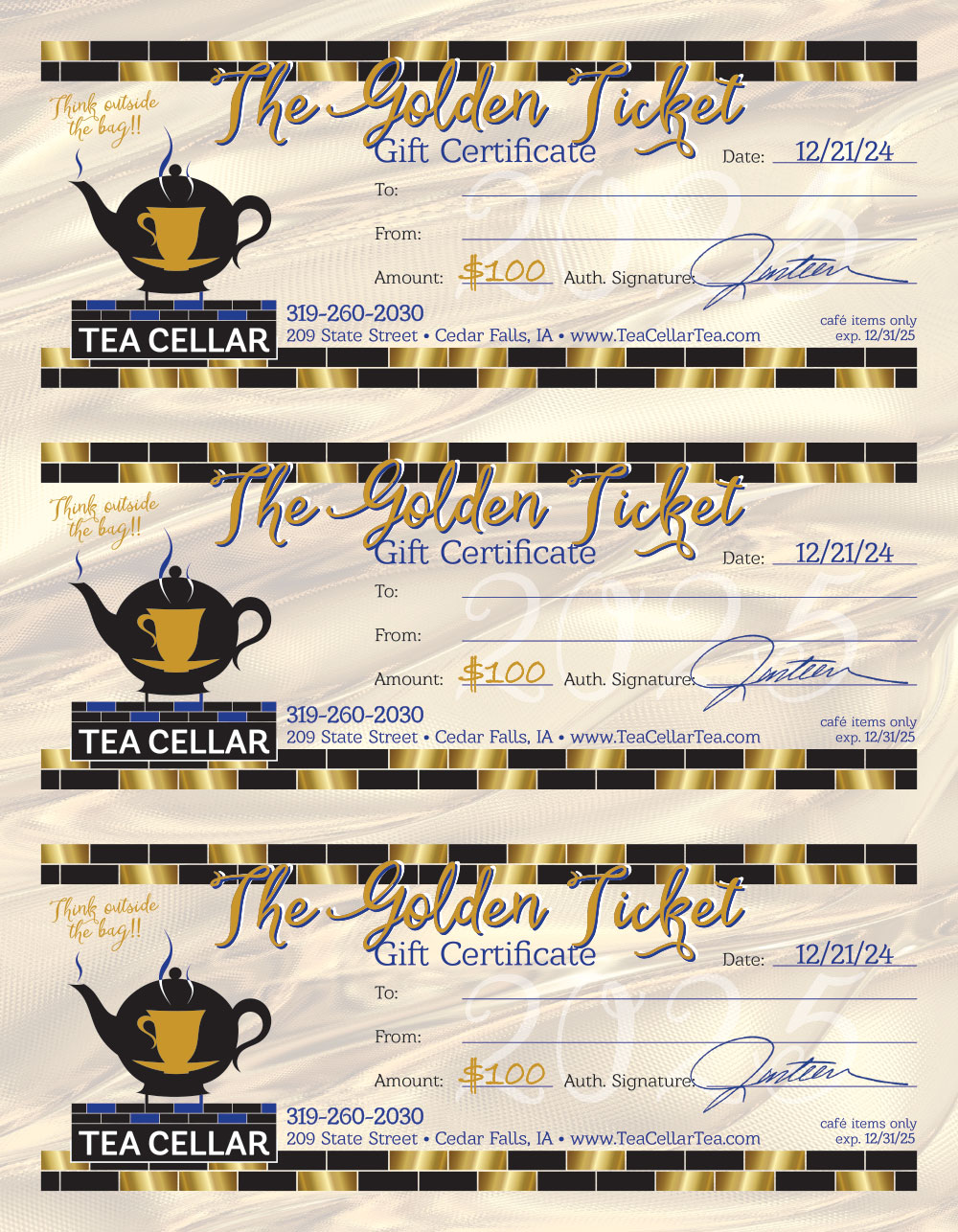 Tea Cellar – Gift Certificates
