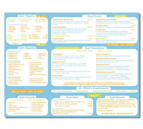 Cool Yogurt – Take Out Menu